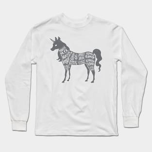 Unicorn - Fantasy Butcher Cuts of Meat - Gray Long Sleeve T-Shirt